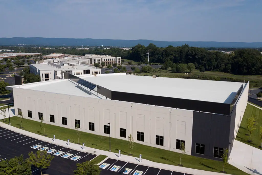 Aerial shot of IKO Innovi TPO on roof